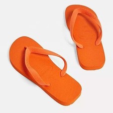 Havaianas Top Flip Flops Size 11/12W Neon Orange Rubber Slip-On Thong Cushioned