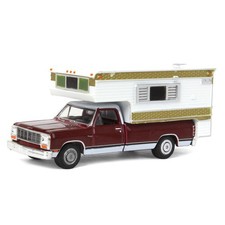 1/64 1981 Dodge Ram D-250 Royal with Large Camper, Red and White, 30409
