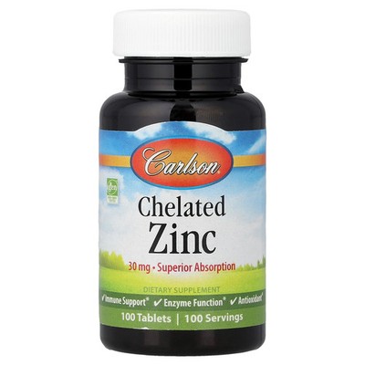 Chelated Zinc, 30 mg, 100 Tablets