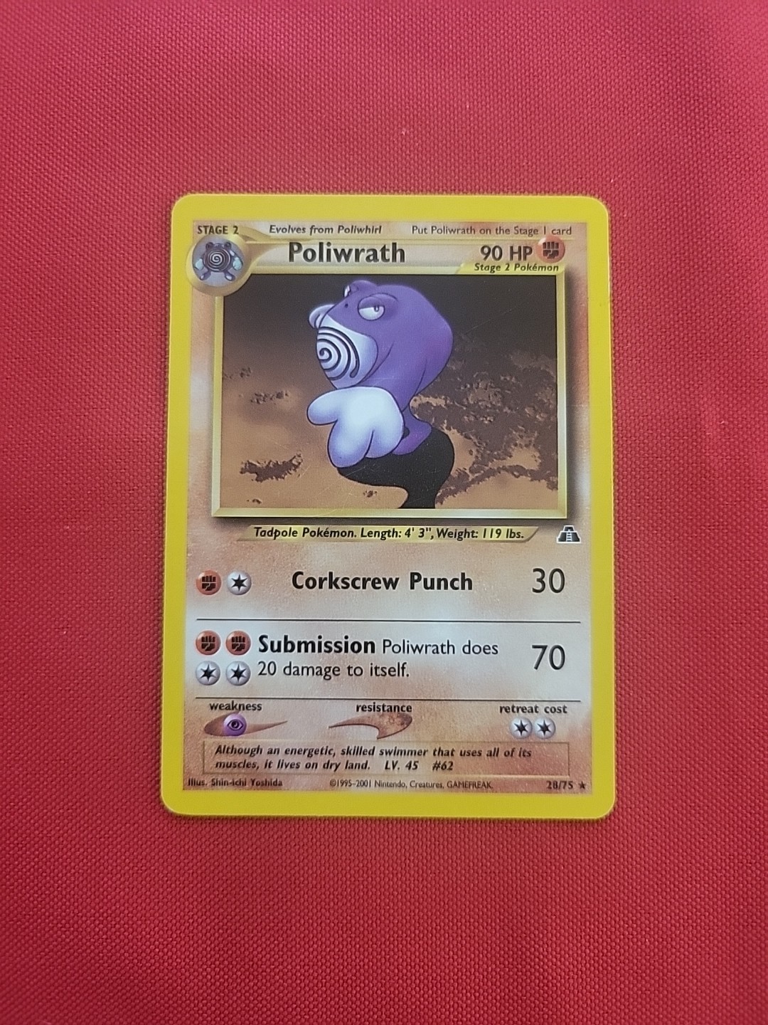 Pokemon: Poliwrath #28/75 Neo Discovery 2001 Non-holo Vintage - LP - I21