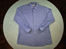 Eton Contemporary Fit Signature Twill Long Sleeve Dress Shirt Blue Mens XL 17