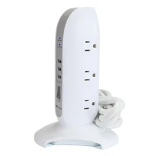 Emerson EAP-1001 5-Outlet Power Strip Tower with 3 USB Charging Ports, Surge ...
