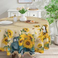 Sunflower Round Tablecloth 70 Waterproof Stain Resistant for Indoor  Outdoor