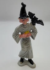Vintage HALLOWEEN Hard Plastic Witch Bat Figure Figurine Made in Hong Kong