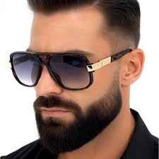 SUNGLASSES GOLD FRAME MEN SHADES GLASSES BLACK LENS NEW STYLE LENTES GAFAS RAP