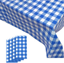 4 Pack Plastic Blue and White Checkered Tablecloths 54 x 108 Inch Picnic Table C