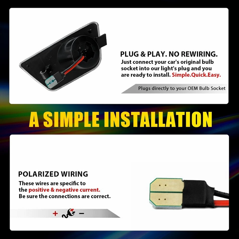 2x For 2011-2015 Chevrolet Cruze LED Front Bumper Side Marker Light Clear lens V — 第 2/4 张图片