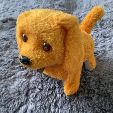 Rare Vintage 70  s Yellow Walking Sitting Yapping Dog Toy Light Up Eyes Retro