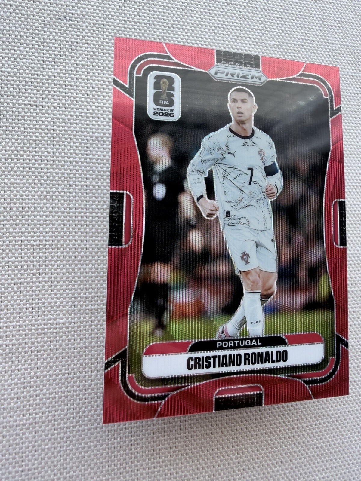 2026 Panini Prizm FIFA World Cup Portugal Cristiano Ronaldo Red Wave 28/39 view 2