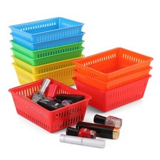 10 PCS Mini Storage Baskets Bins Plastic 6.1x4.5x2.4 Inch Colorful Shelf Desk