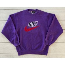 Vintage Nike Sweatshirt Purple Crewneck Spellout Swoosh Made in USA Medium