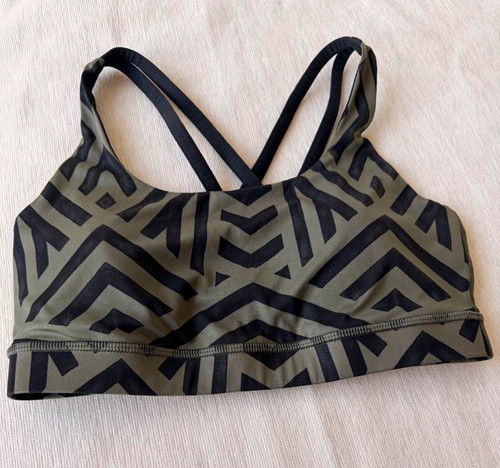 Lululemon Gray/Black Geometric Crossback Padded Sports Bra Women’s S