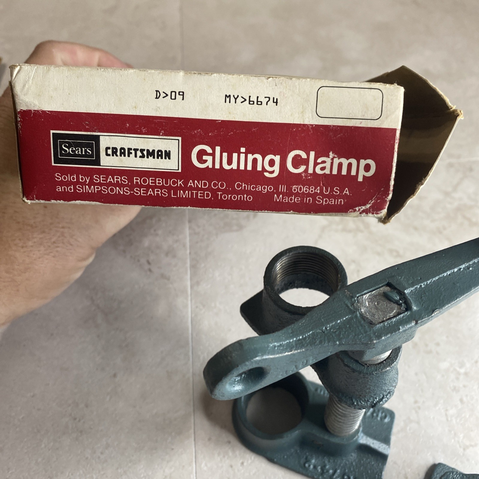 Vtg Sears Craftsman 9-6674 Gluing Clamp 3/4" Threaded Pipe Woodworking Tool USA