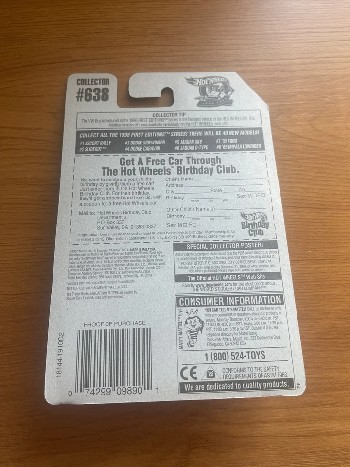 Hot Wheels 1998 1ª Edición Jaguar D-Type Escala 1/64 Diecast Car Mattel (ub) Foto 2 de 2