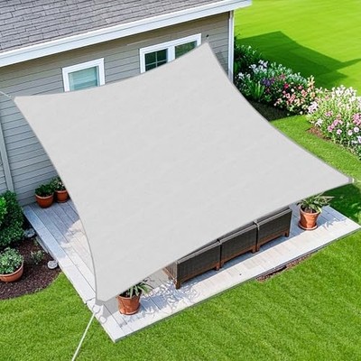 Sun Shade Sail 8'X10' Curved Edge Outdoor Shade Canopy Light Grey Breathable