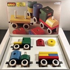 COMPLETE Vintage BRIO Wooden Train Trolley Set 0737 31537 W Box Made In Sweden