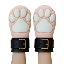 Real Leather Padded Fist Mitts Gloves 2 Pieces Restraints Bondage