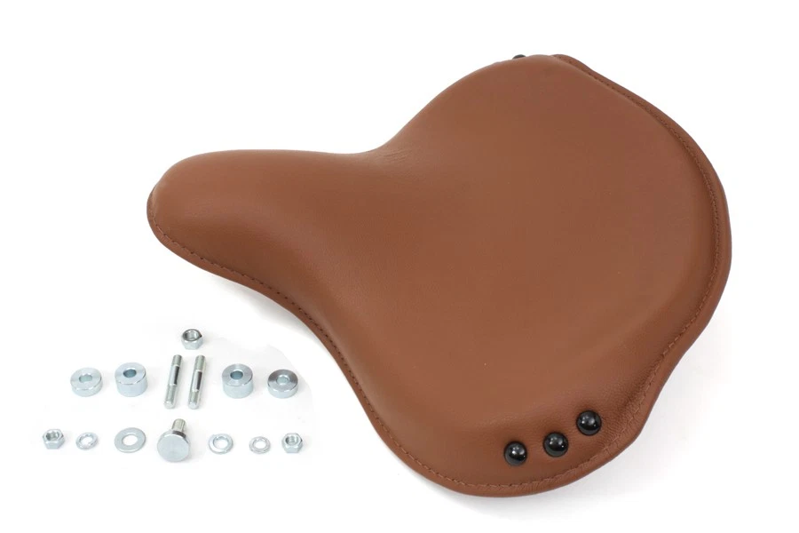 Replica Brown Leather Army Solo Seat fits Harley Davidson - Image 3 of 4