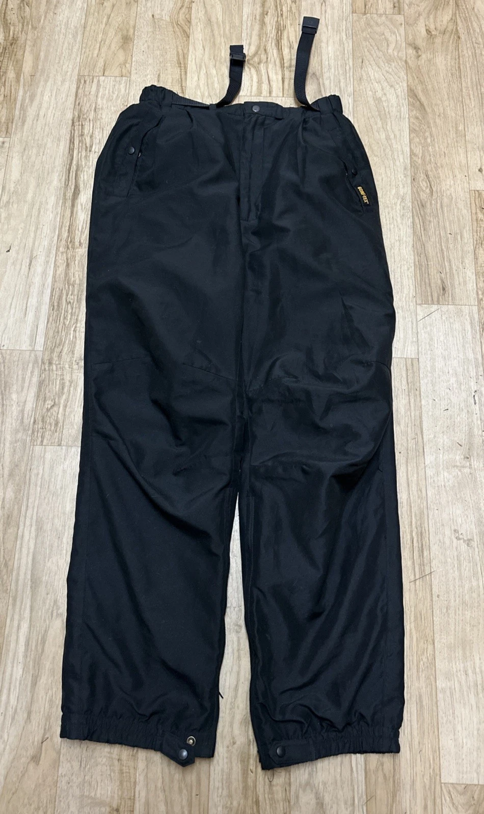 Sun Mountain Gore-Tex Lined Pants Men’s M Black Ankle Zips Belted Outdoors Rain
