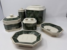 Vintage Croscill Carrara Porcelain Ware Sage Bathroom Green Set Of 6