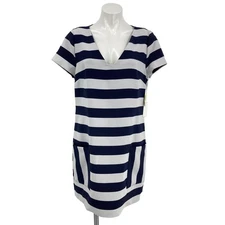NWT 1.State Striped V-Neck Tunic Shirt Dress L
