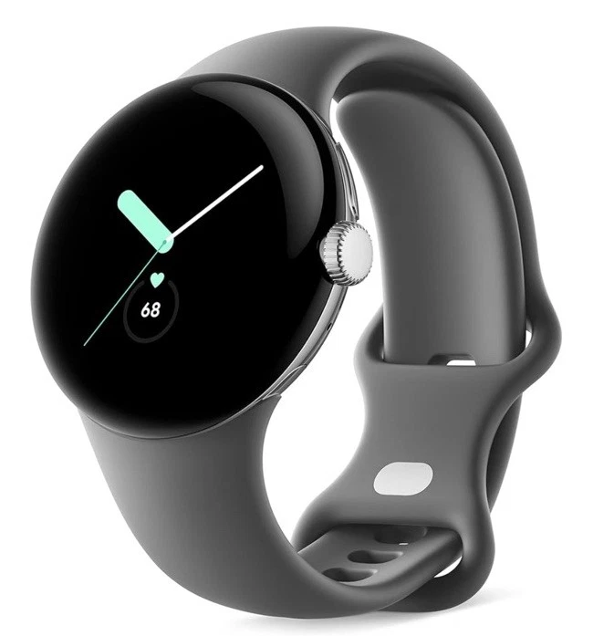 NEW Google Pixel Watch 1st Gen. LTE Unlocked Silver Case w/ Charcoal Active Band