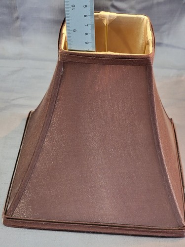 Lamp Shade - Silky Fabric Brown Outer W/ Gold Inner|Medium -4x8x9|MCM|Retro|READ - Picture 6 of 23