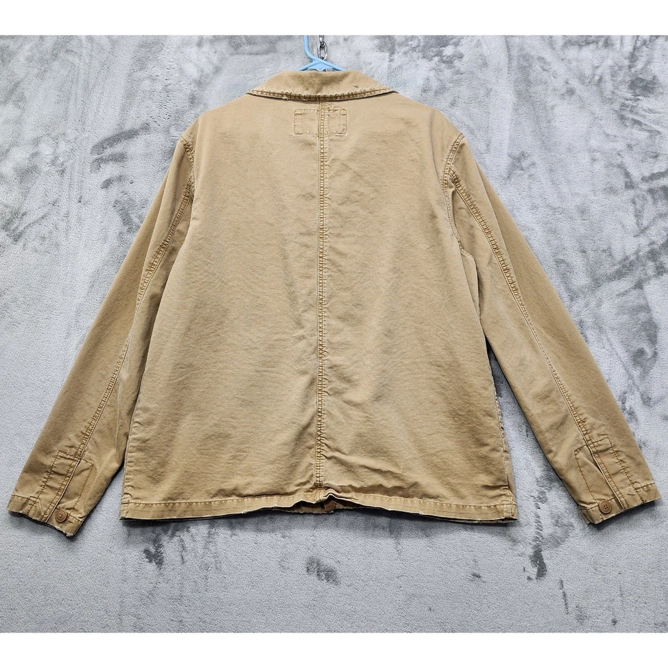 Chaqueta Mossimo De Colección Para Hombres L L L Lona Tostada M65 Militar Botón Cremallera Envejecida Foto 3 de 4