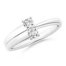 ANGARA Natural 2-Stone Diamond Anniversary Ring in Silver