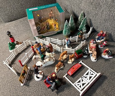 LOT Lemax Leafpile Frolic, Dept 56 Buck Stables, Deer, Coca Cola & Extra Figures