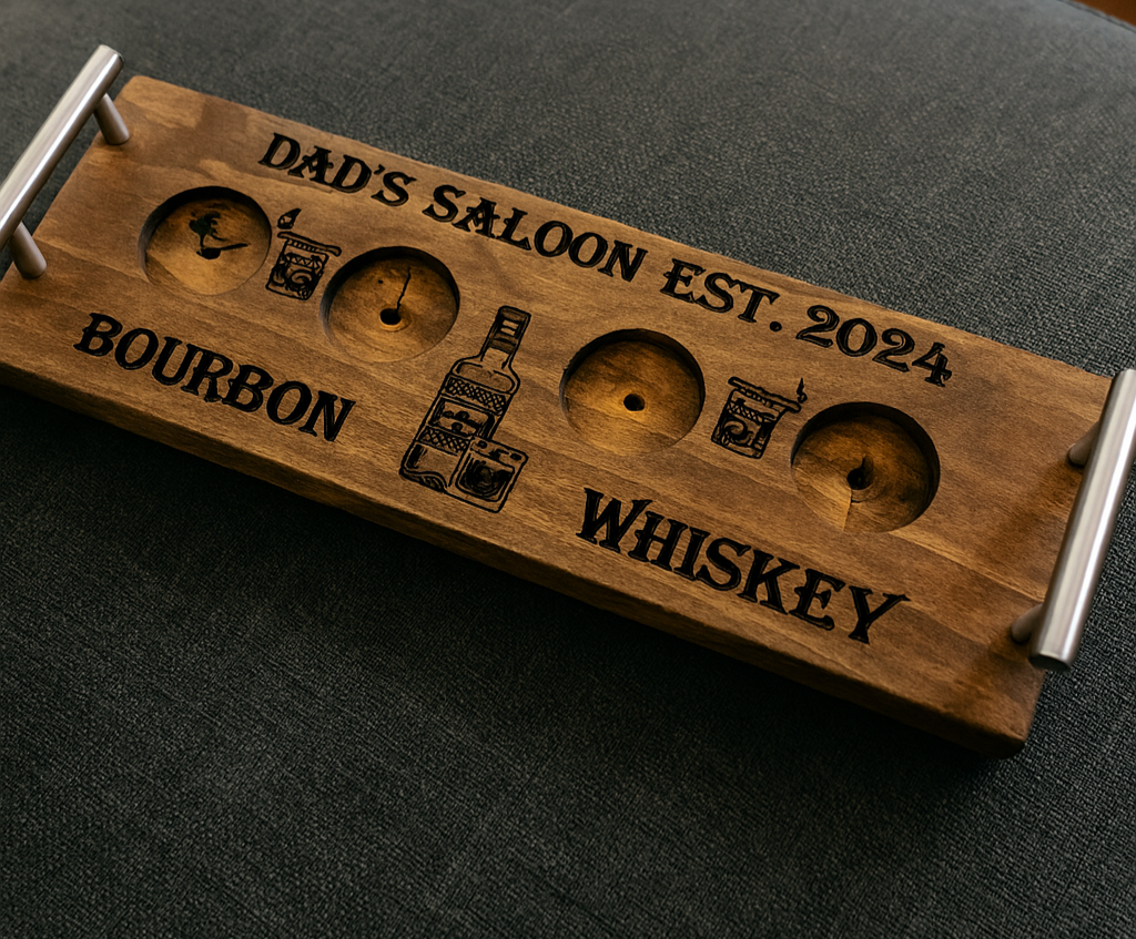 Personalized Bourbon Whiskey Flight Board Gift Tasting Board Personalized Gift-image
