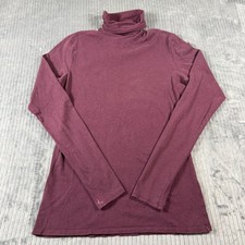 Peruvian Connection Extreme T-Neck Turtleneck Burgandy Womens M Pima Cotton
