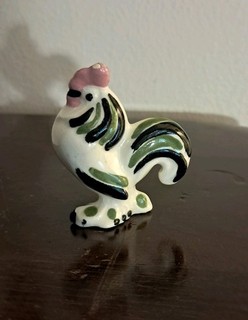 Early Vintage Hagen Renaker Banty Rooster Style One Green And White FLAWS