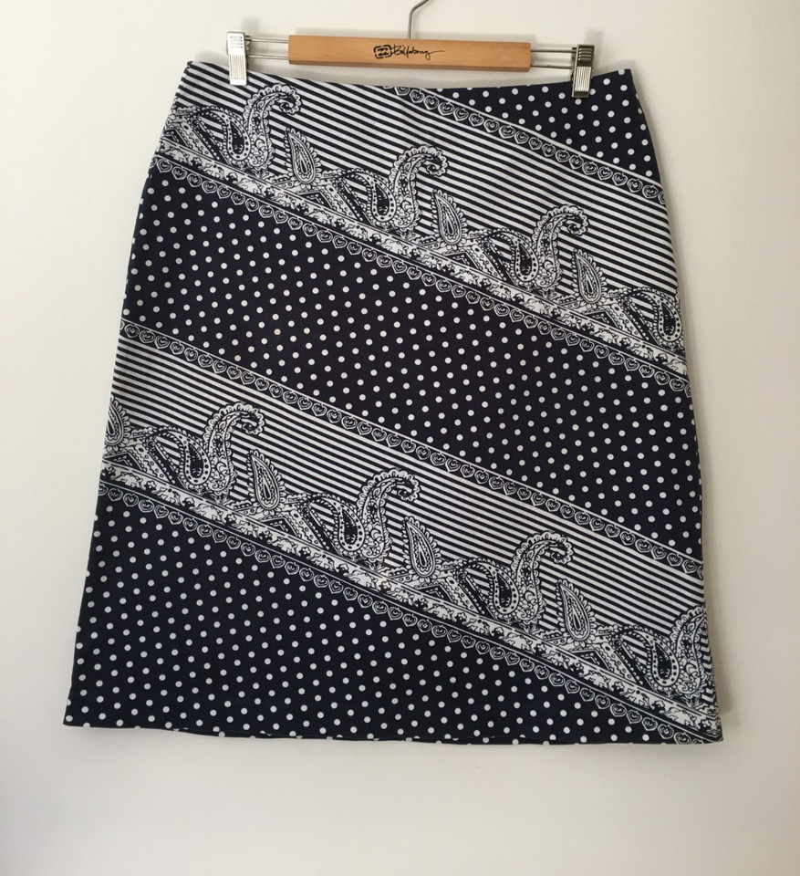 Blue Illusion Classic A Line Skirt Women's Sz XL fit 14 Stretch Cotton Sateen