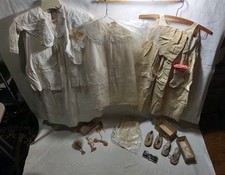 Vintage Antique Lot Baby Clothes Christening Gowns Bibs Panties Toys and Shoes