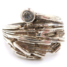 Exklusiver Designer Ring 925 Sterlingsilber Brutalist Space Age Ära Modernist