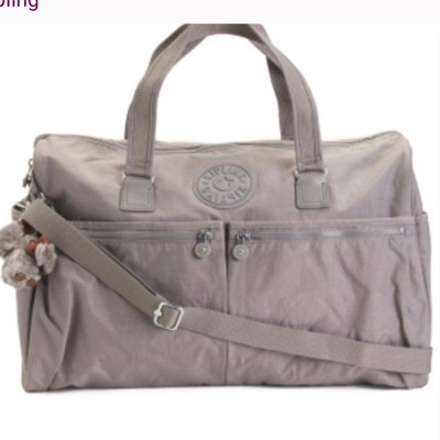 Kipling gray nylon weekender travel bag