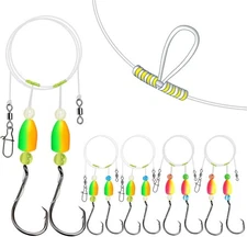 Dovesun 10PCS/4PCS Pompano Rigs Medium, Bullet Float(2colors)*2/0 Hook*4PCS 
