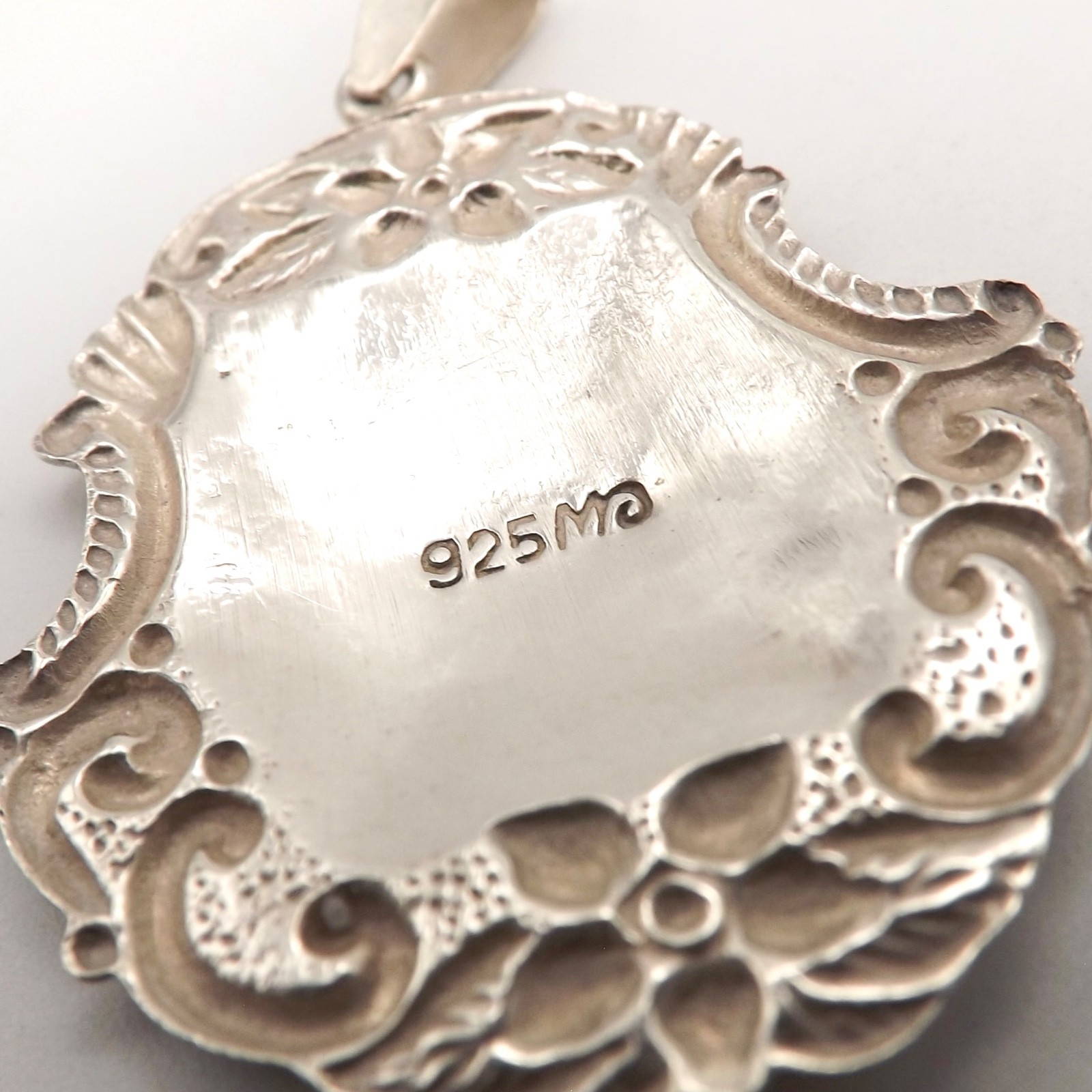 Solid Sterling Silver Floral Engravable Crest Bad… - image 5