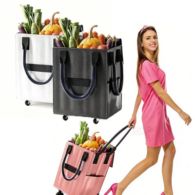 Foldable Rolling Shopping Bag For HuIken Camping Storage Trolley Reusable Tote