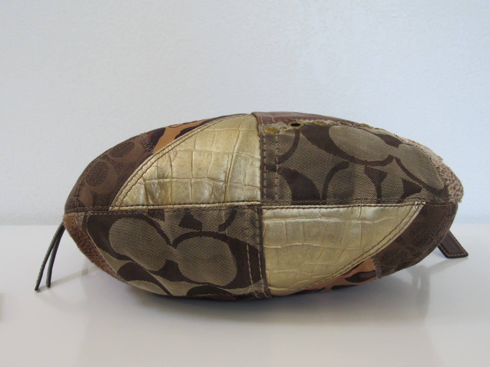 Rare - Y2K Coach Patchwork 2008 Brown Beige Gold Animal Print Women's Bag image 4