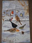 Winter birds cotton tea towel Samuel Lamont Christmas tea towel blackbird robin