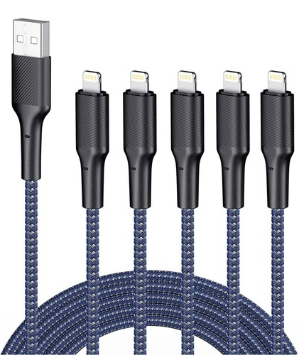 Iphone Charger Cable 6Ft 5Pack,[Apple Mfi Certified] Long Lightning ...
