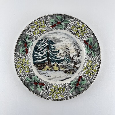 Adams China Snowed Up Ruffed Grouse In Winter Dinner Plate Scenes Currier Ives