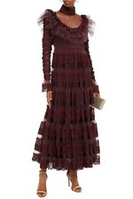 Zimmermann Resistance Paneled Ruffled Silk-Blend Dress. Size 2.