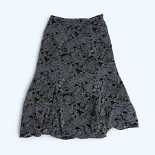 JM COLLECTION Cottagecore Lilac Paisley Tea Length Skirt UK Size 12 US 8 EU 40