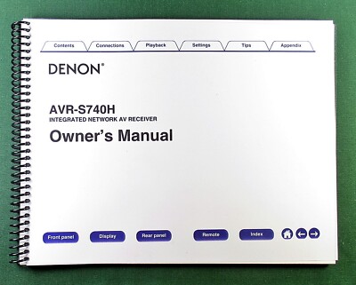 Denon AVR-S740H Instruction Manual: Full Color 272 Pages & Protective Covers!