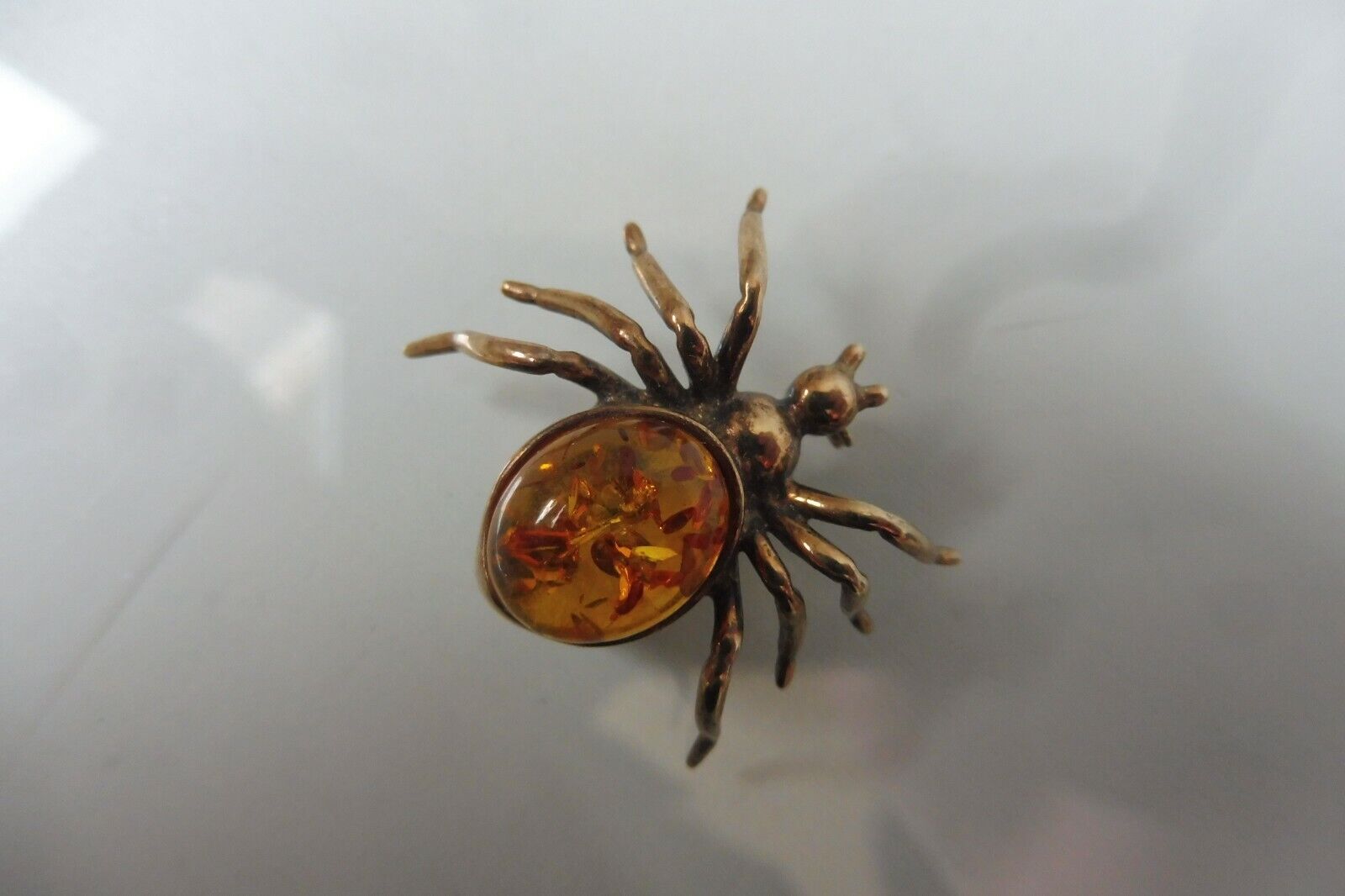 Very Beautiful Brooch, Spider, 925 Silver With Am… - image 1