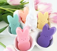 Homemade Peep Inspired Bunny Soaps