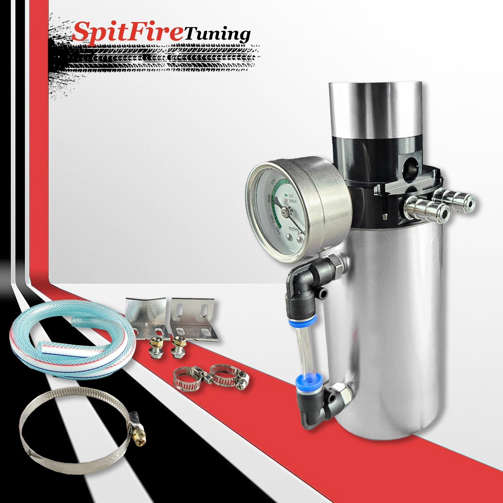 Oil Catch Can Baffled Tank Breather Universal Silver V2.0 Fits Lamborghini